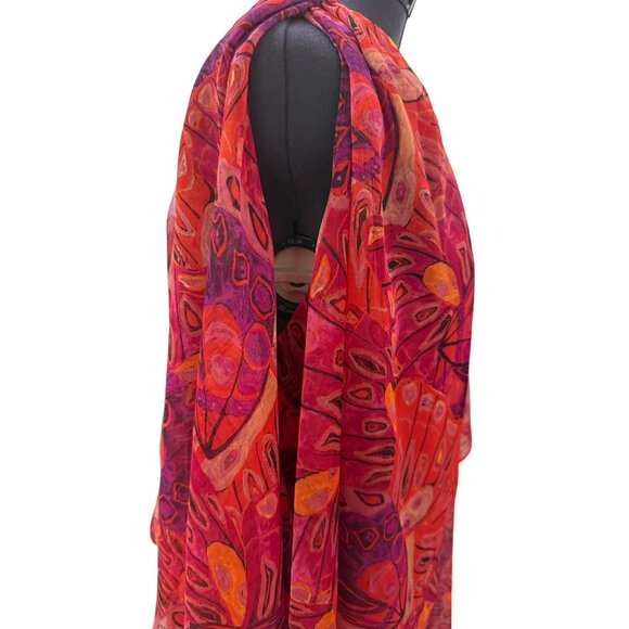 NWT Misa Los Angeles One-Shoulder Tiered Dress Butterfly Purple & Pink Chiffon S - Picture 12 of 12